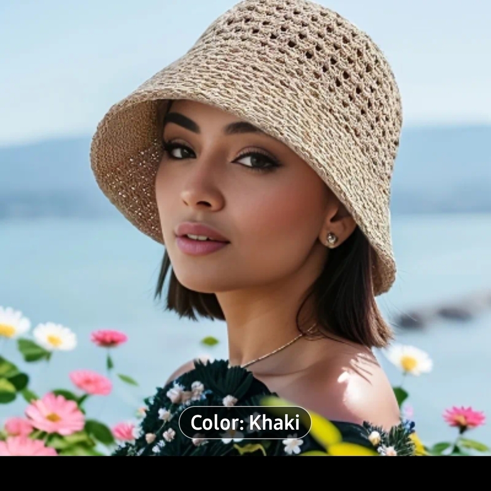 Khaki Crochet Bucket Hat - Women Accessories